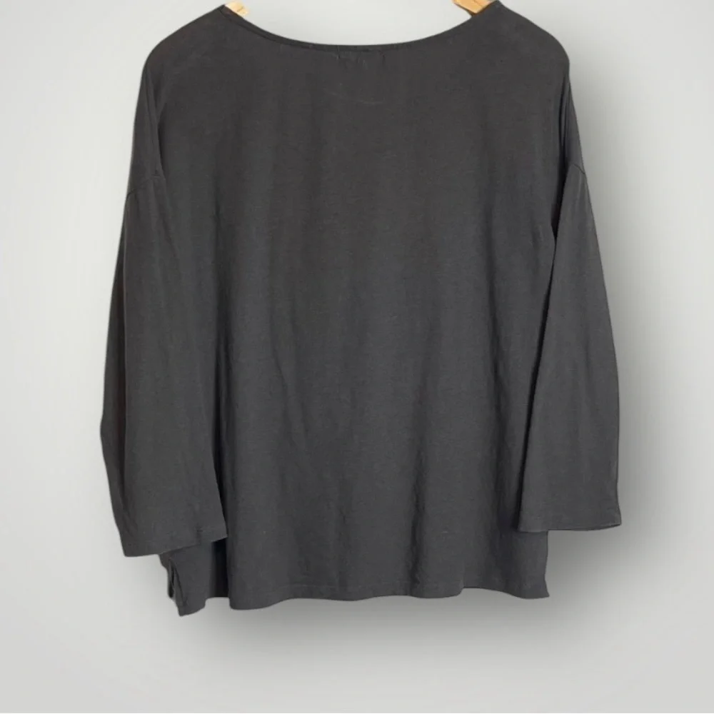 Sundry Striped Pullover Top Size Large 3/4 Sleeve Gray 100% Cotton EUC - Picture 4 of 8